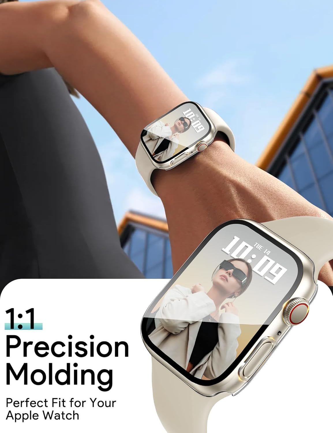 JR.DM 46mm 2 Pack Hard PC Case with HD Tempered Glass Screen Protector for Apple Watch Series 10/11 (2025), Guard Bumper Full Coverage Protective Anti-Scratch Face Cover for iWatch Clear+Clear