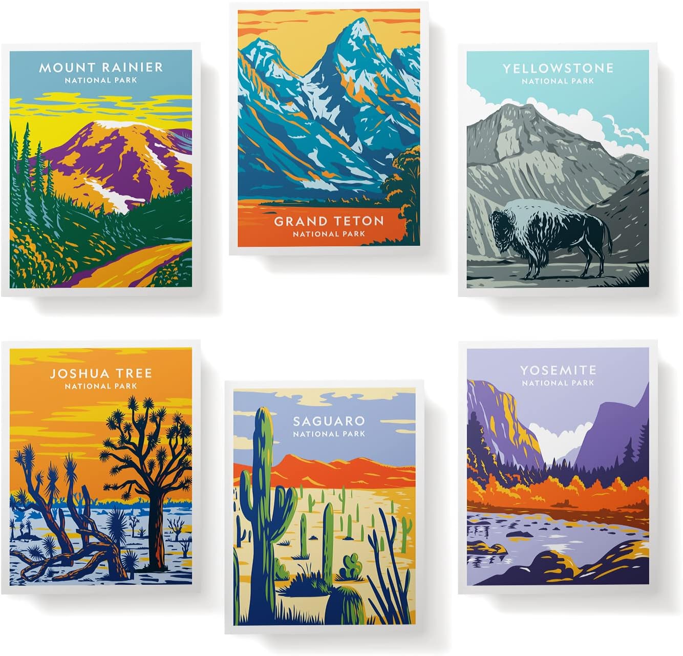 Twigs Paper - Assorted Art National Parks Greeting Cards - Stationery Cards with Envelopes - Thank You and Blank Note Cards - Greeting Cards for All Occasions - Made in USA (5.5 x 4.25, Set of 12)