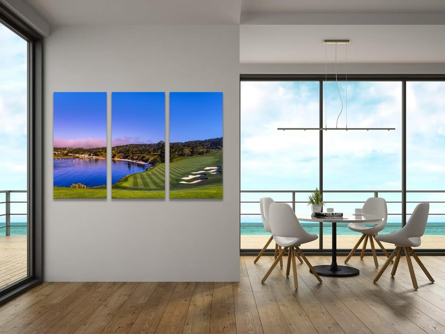 USA Monterey California Pebble Beach Golf Course Wall Art for Living Room Bedroom Bathroom Home Decorations Golf Club Pictures Posters Framed Artwork Canvas Prints Ready to Hang(20''W x 40''H x3)