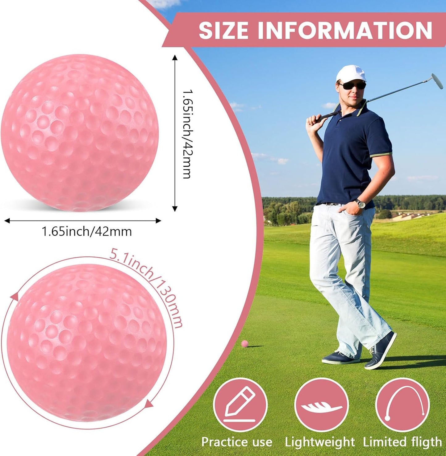 Junkin 80 Pcs Foam Golf Balls Rubber Practice Balls Realistic Feel and Flight Sport Training for Indoor or Outdoor Backyard Golf Training