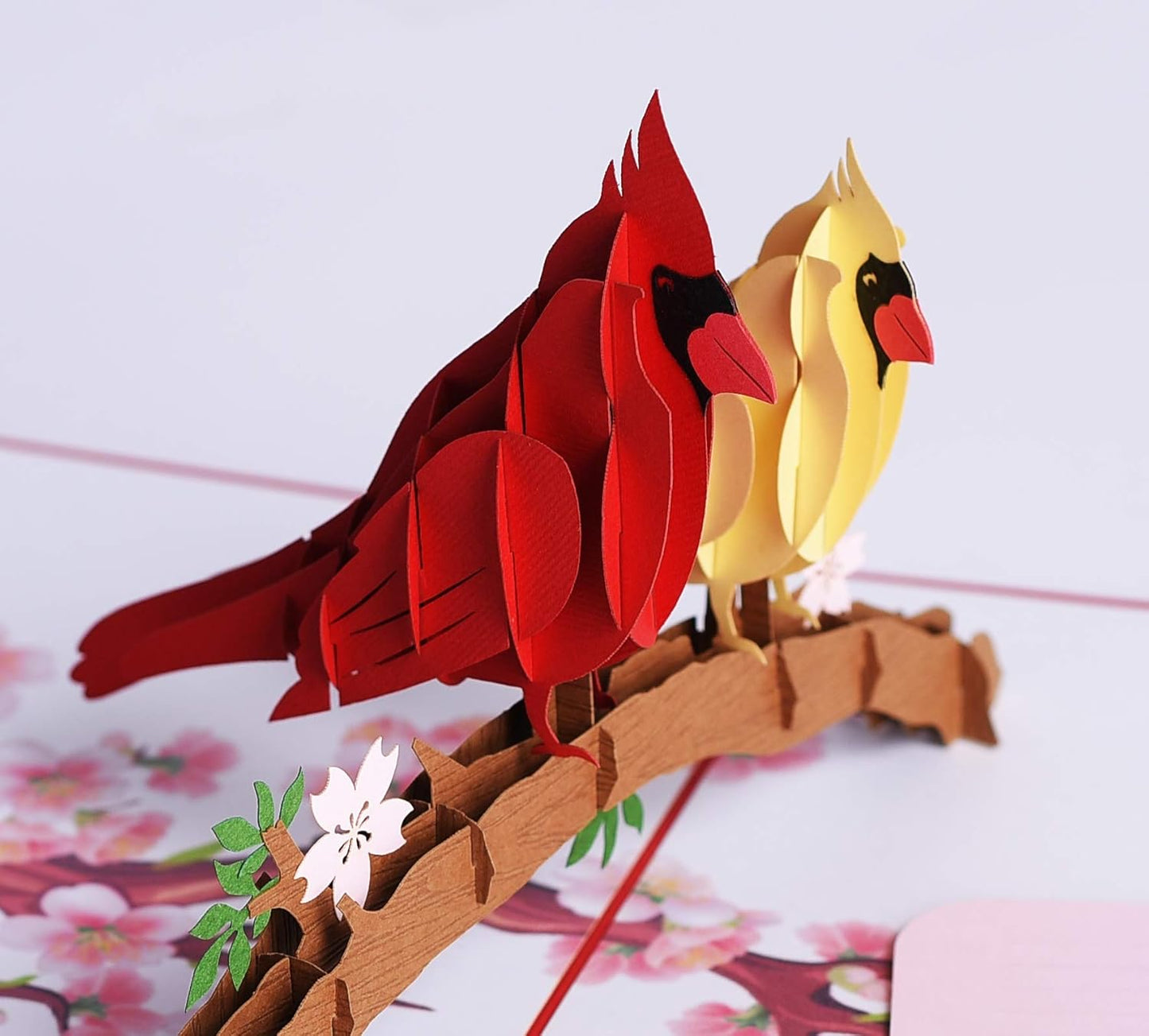 3D Popup Card of Cardinal Bird Couple, Paper Art & Handicraft, Greeting Card, Birthday, Anniversary, Christmas, Mothers Day, Fathers Day Card, Handmade Gift For Mom, Dad, Wife, Husband