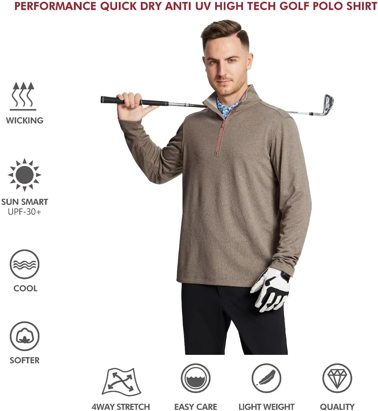 M MAELREG Quarter Zip Golf Pullover Men Dry Fit Long Sleeve Performance Wicking Mock Neck 1/4 Zip Pullover Mens Sweatshirt