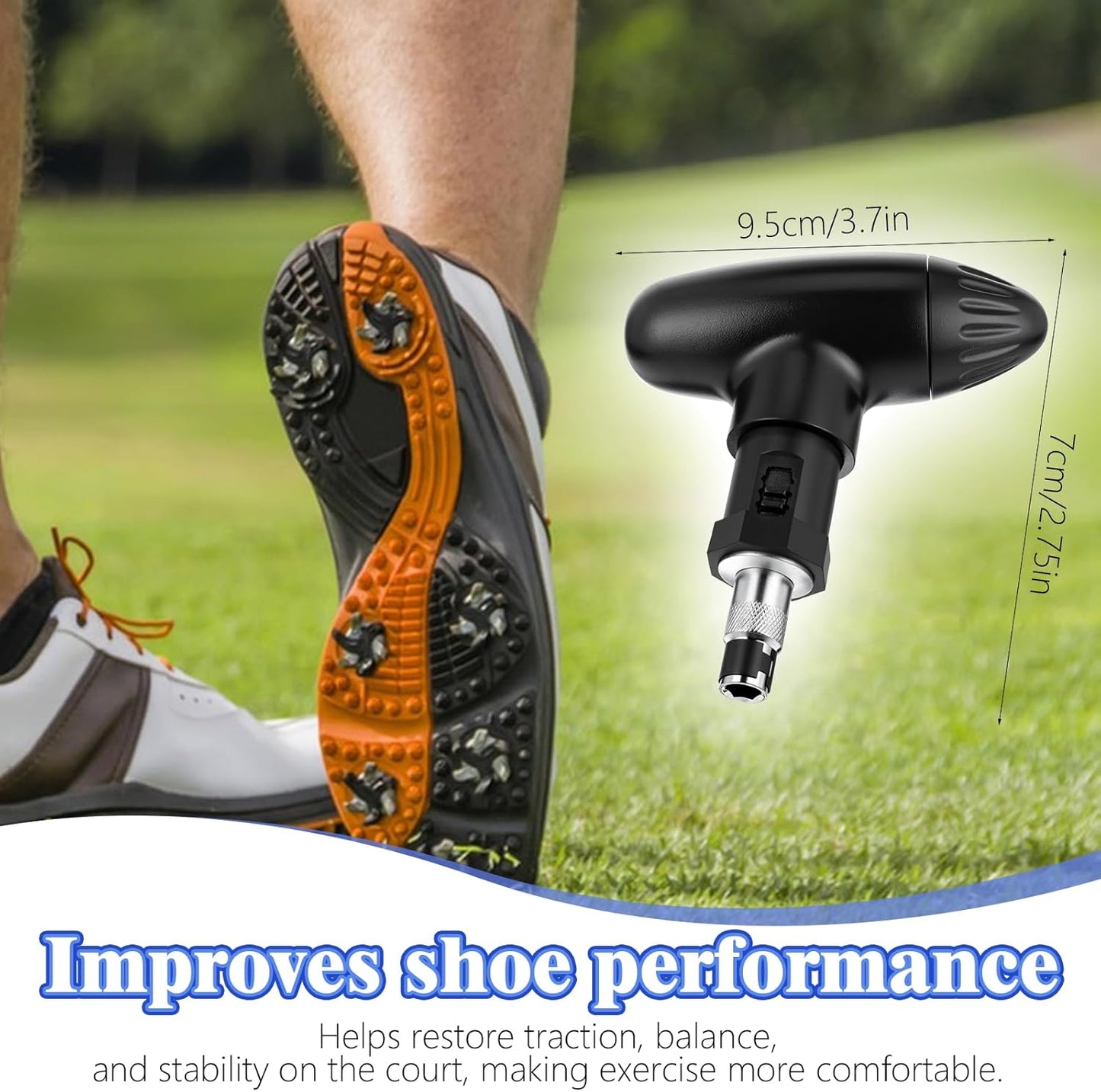 Golf Spike Removal Tool, Golf Spike Wrench Universal Golfs Shoe Spikes Replacements Tool Durable Stainless Steel Cleats Plastic Handle Ripper Replacement Aid