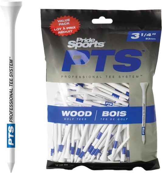 PrideSports PTS Wood Golf Tees | 135 Count, 3-1/4 Inch | #1 Wood Tee on Tour | Best for Drivers & Woods