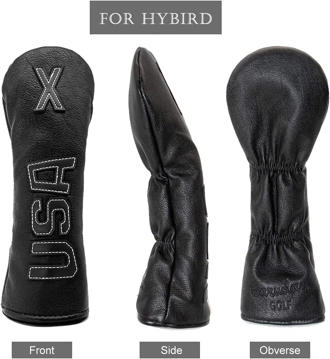 TaylorMade, Titleist, Callaway Golf Driver & Fairway Wood Headcovers - Black Synthetic Leather, Thick, Cool, USA Made