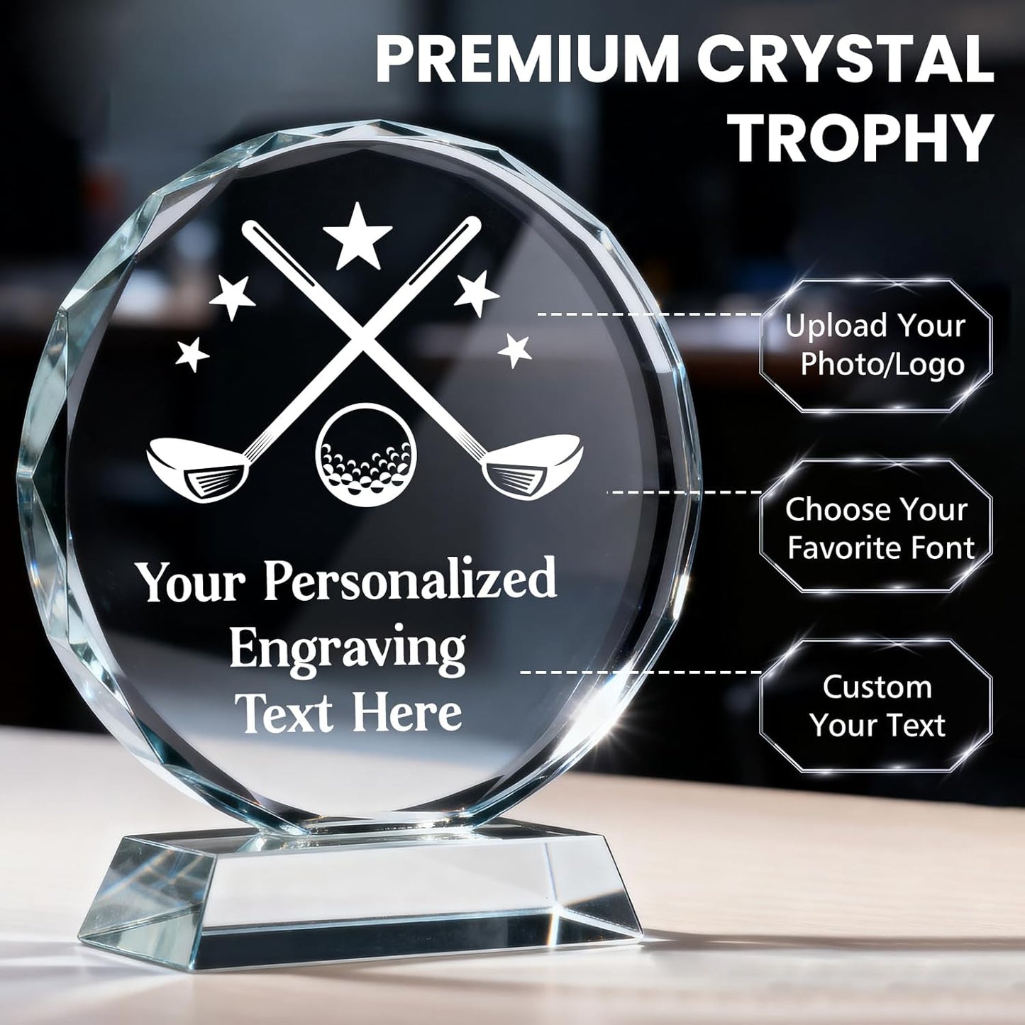 Personalized Trophy Award - Custom Crystal Awards and Trophies - Plaques Personalized Engraved - Thank You Gifts - Employee Appreciation Gifts for Cowokers, Recognition, Sports