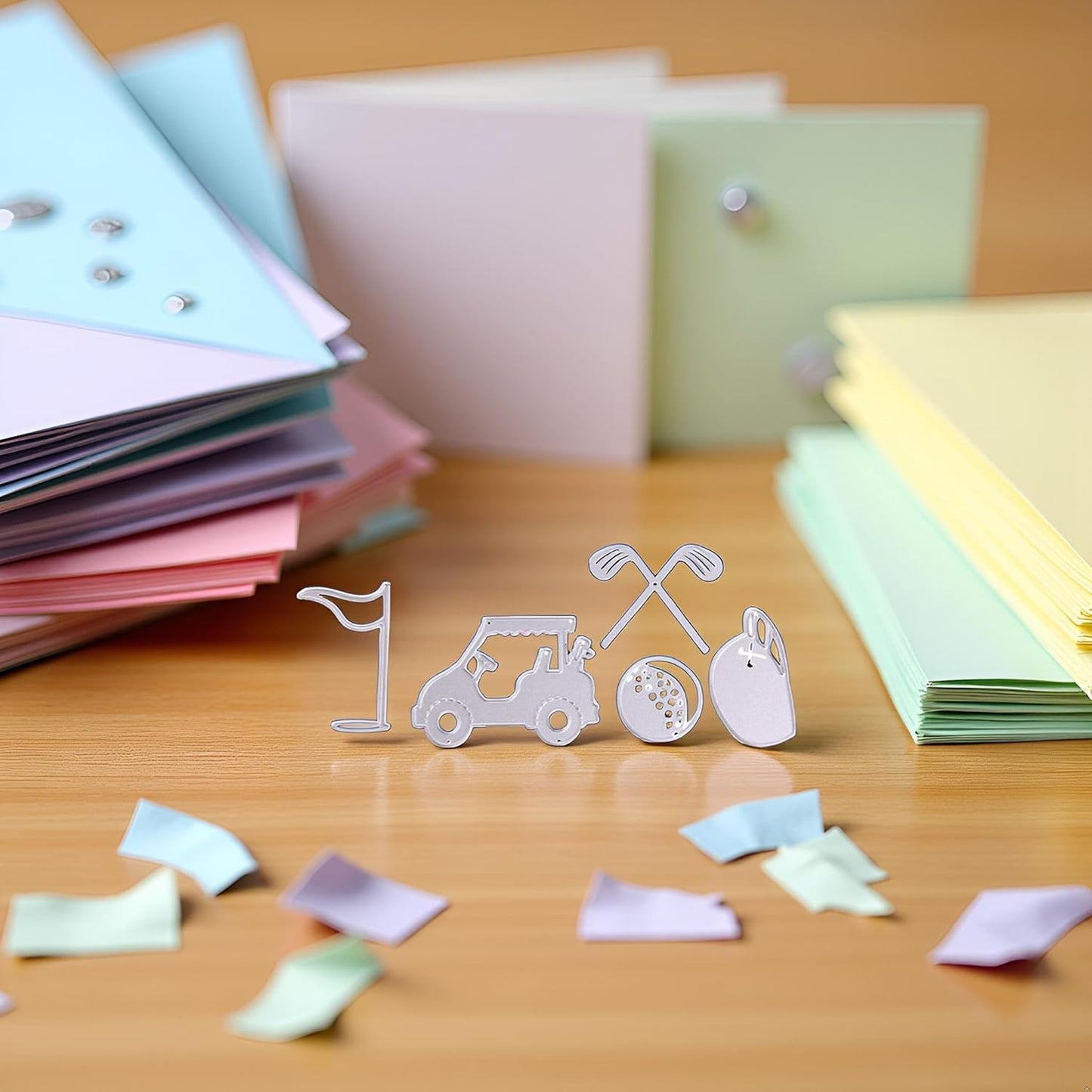 Golfing Tools Die Cut for Card Making, Golf Cart Metal Cutting Dies Congratulations Die Cuts Birthday Embossing Stencils Template for DIY Scrap-Booking Decor Wedding Birthday Blessing Card