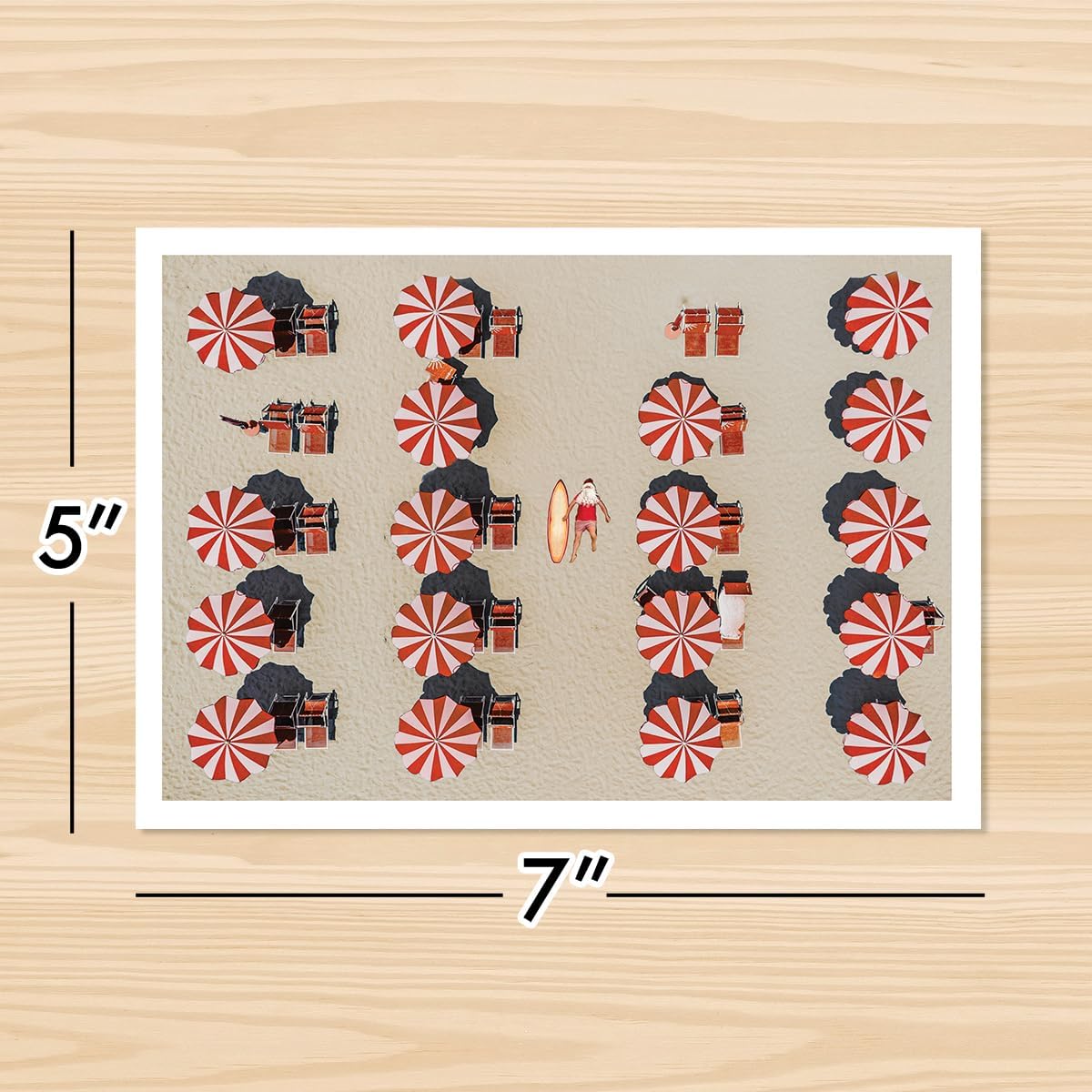 Photographic Christmas Cards, Santa Claus Relaxing at the Beach (6 Cards with White Envelopes)