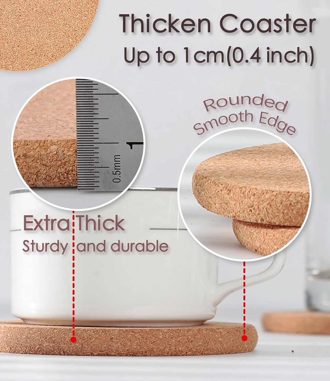 Cork Trivet, 4 Pcs High Density Thick Cork Trivets for Hot Dishes, 10 Inch Heat Resistant Large Coaster for Kitchen, Hot Pads for Table & Countertop