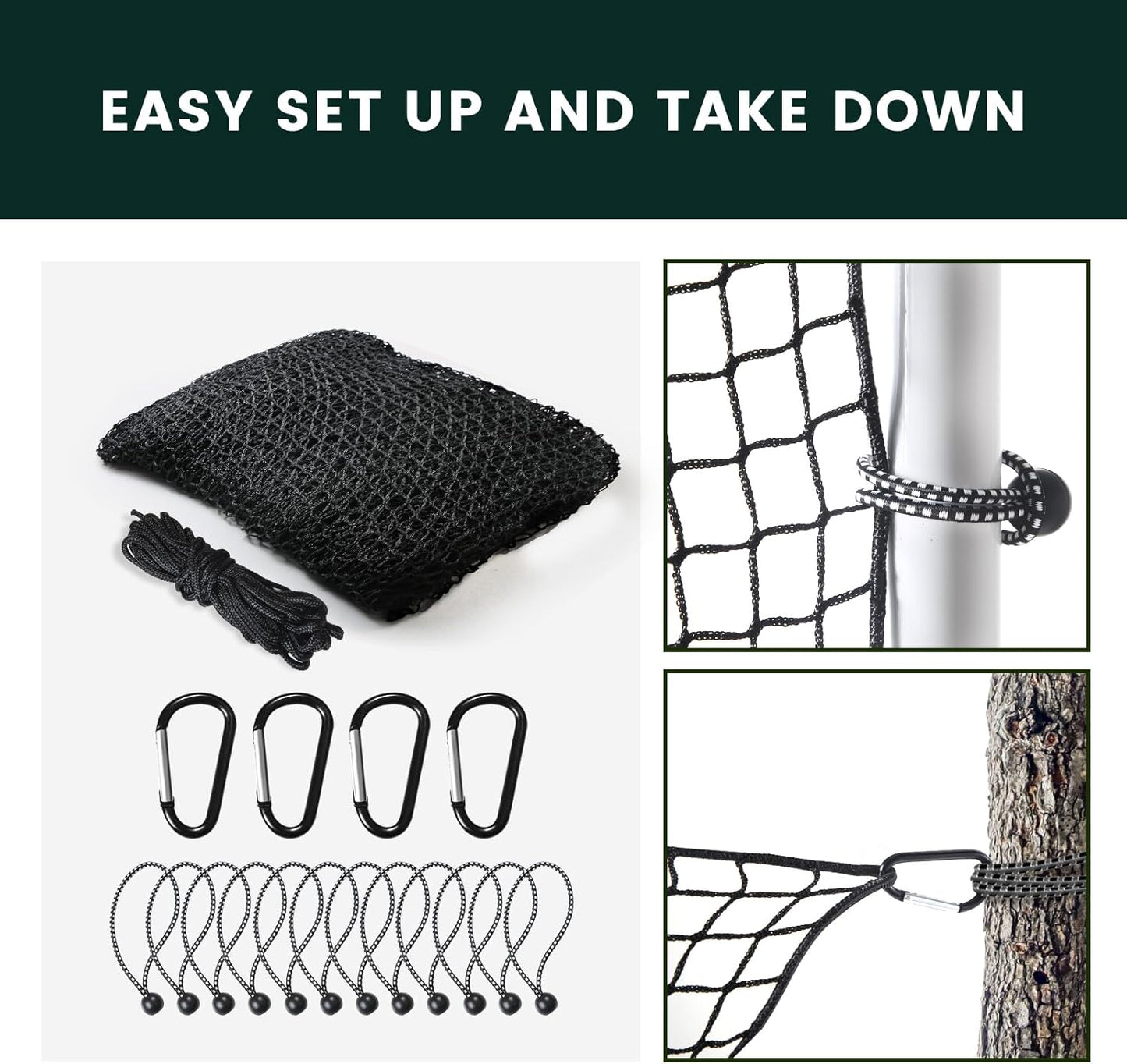 Sports Netting,Golf Practice Net Hitting Net with 33Feet Nylon Rope Also for Baseball, Hockey, Soccer, LAX and More - 10x10ft/10x15ft/10x20ft/10x25ft/10x30ft/10x40ft/10x55ft