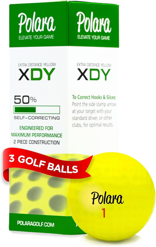 Polara Golf Self-Correcting Golf Balls – Soft Feel, Anti-Slice & Hook Correction, Exceeds USGA Limits, Dimple Pattern, High-Performance Balls for Men & Women