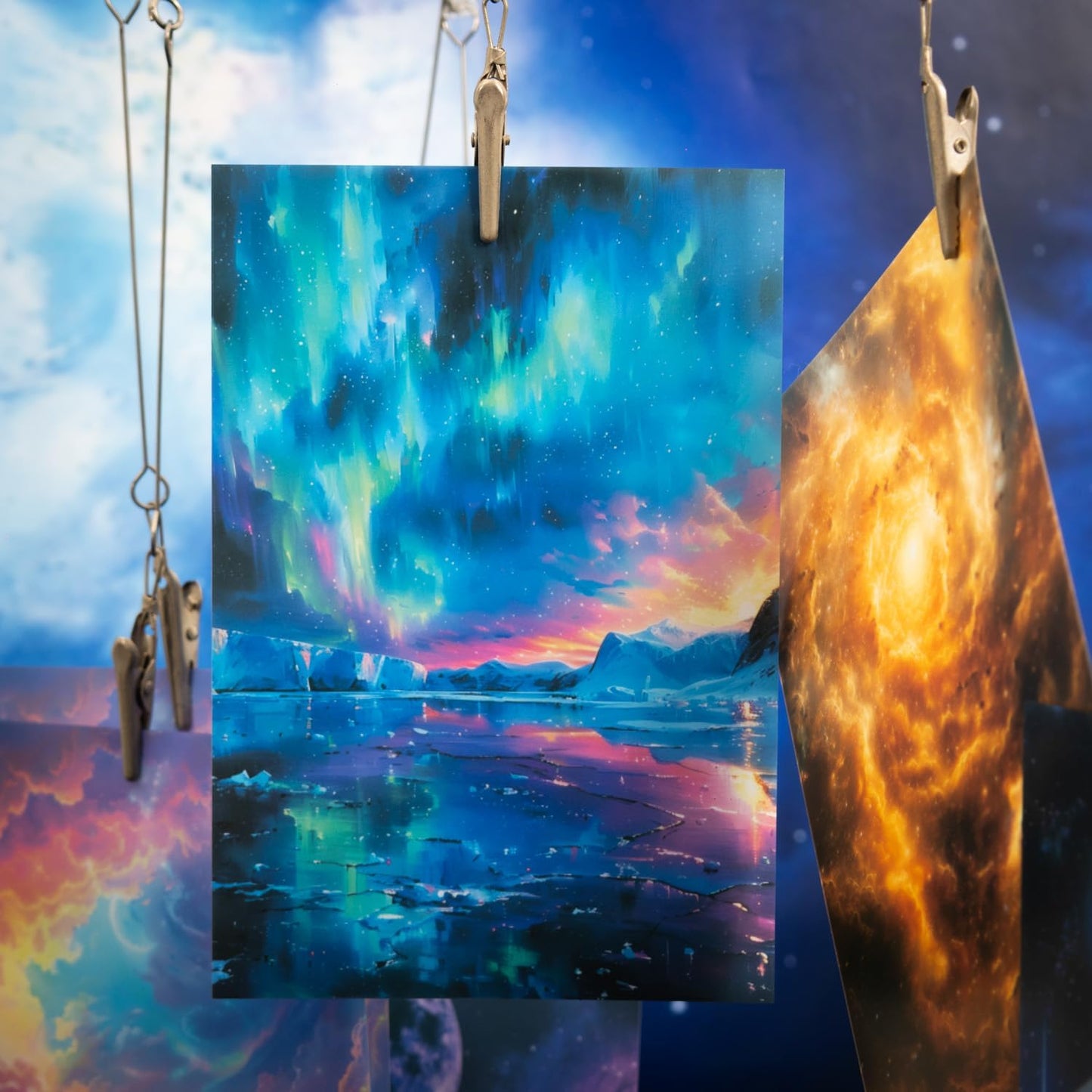 Large Galaxy & Aurora PET Stickers Set, 60 PCS Aesthetic Sky Stickers for Scrapbooking, Journaling, DIY Crafts, and Art Supplies