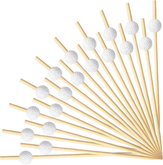 Layhit 150 Pcs Golf Cocktail Picks Party Decoration Fruit Golf Flag Tee Toothpicks Kabob Skewers Ball Sticks Food Picks Bamboo Appetizer Toothpicks Bamboo Cocktail Garnish for Party Supplies