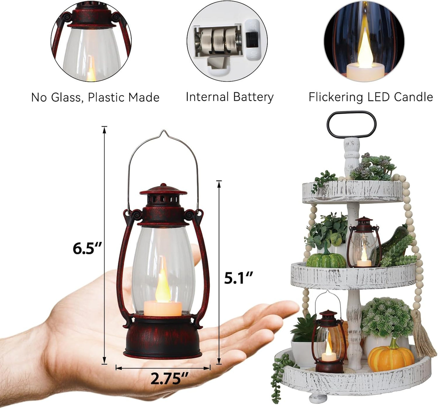 12Pcs Hand-Brushed Red Mini Lanterns for Vintage Christmas Table Decorations – 6Inch Small Candle Lanterns for Western Cowboy Camping Halloween Weddings Party Centerpiece & Hanging Ornaments