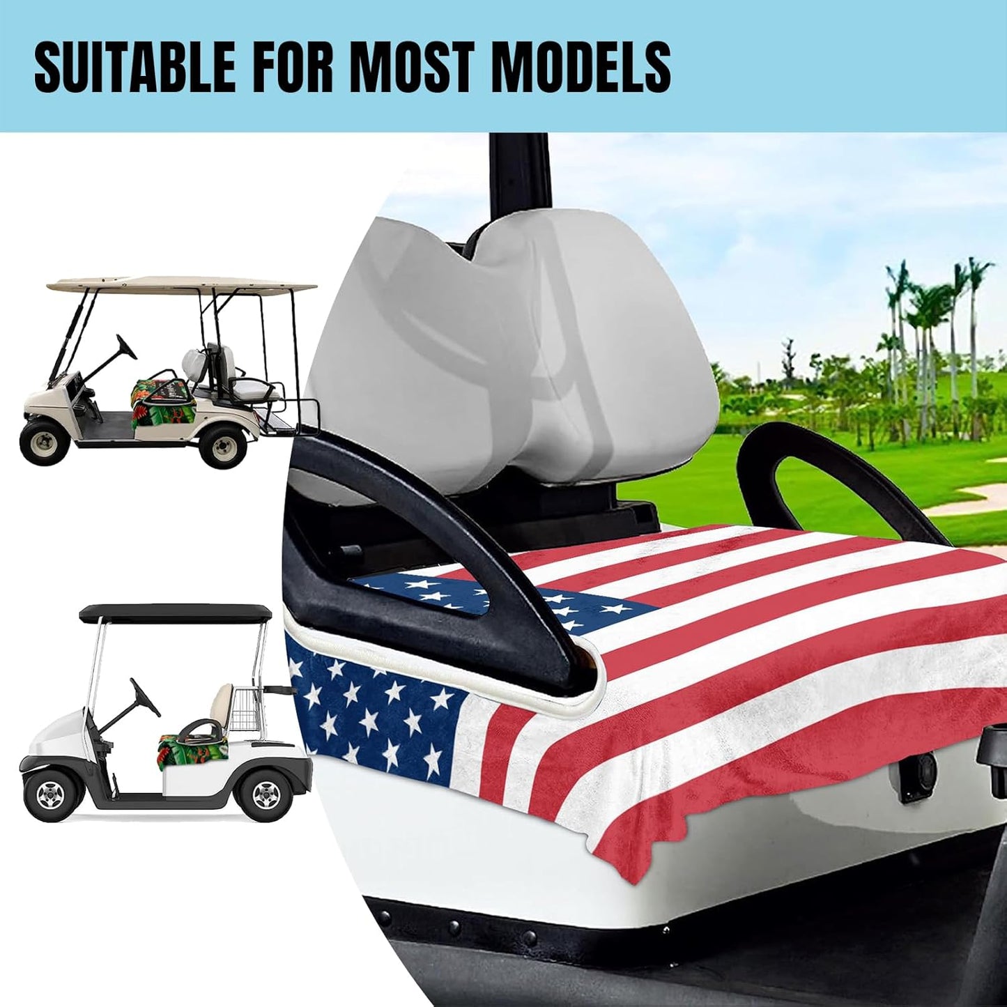 Custom Golf Cart Seat Covers, Personalized Golf Cart Seat Towel with Your Text, Image & Logo,100% Microfiber Keeps the Seat Cool and Comfortable, Fit for Yamaha, EZGO, 2-Seat Golf Carts and Club cars