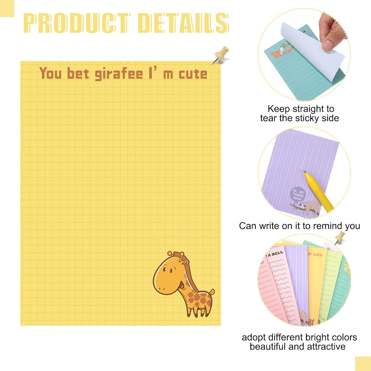Funny Notepads with Sayings Sticky Funny Office Supplies to Do List Sarcastic Work Assorted Notepad for Workers, 12 Designs, 3 x 3.93 Inch(Fresh Style)