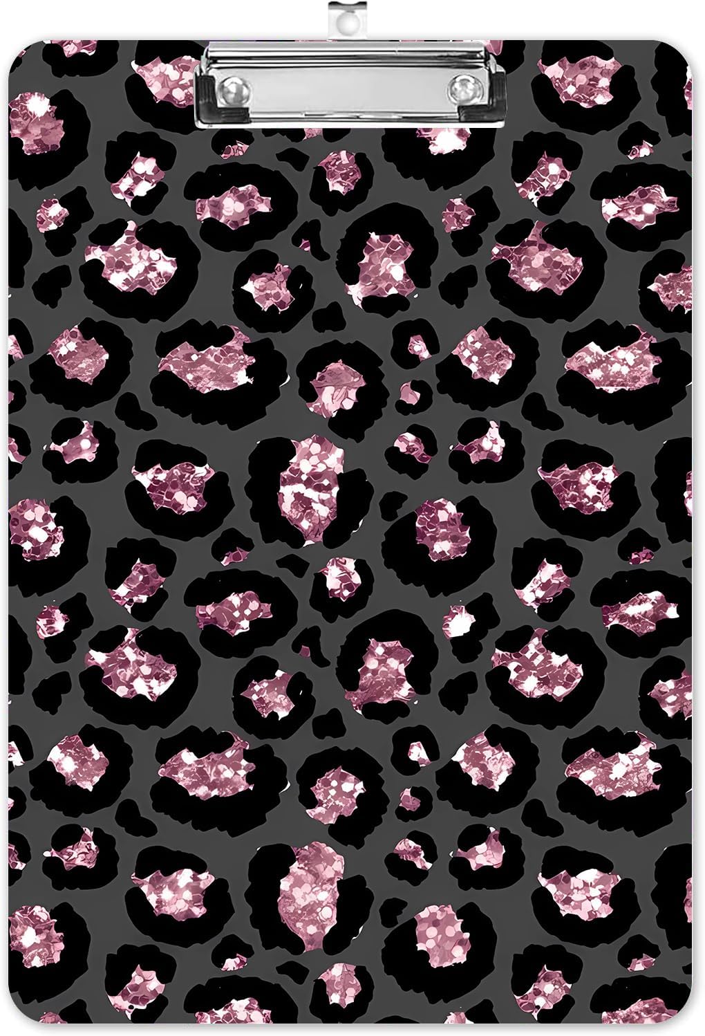 Fashion A4 Clipboard, Standard Letter Size 9" x 12.5", Decorative Wooden Clipboard with Low Profile Metal Clip for Office, School, Teachers, and Students, Pink Leopard