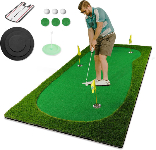 Golf Putting Green Large Golf Mat Practice Indoor Outdoor - 5 x 10 ft Pro Putting Trainer Game for Home Backyard Office