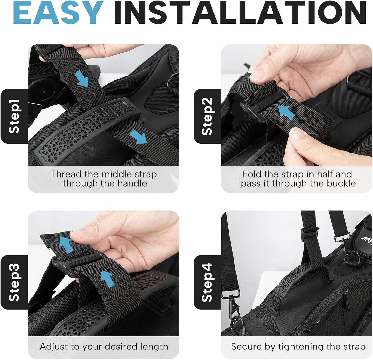 Golf Bag Shoulder Strap, Universal Golf Bag Strap Replacement Double Shoulder Adjustable Strap Padded Golf Bag Carry Strap