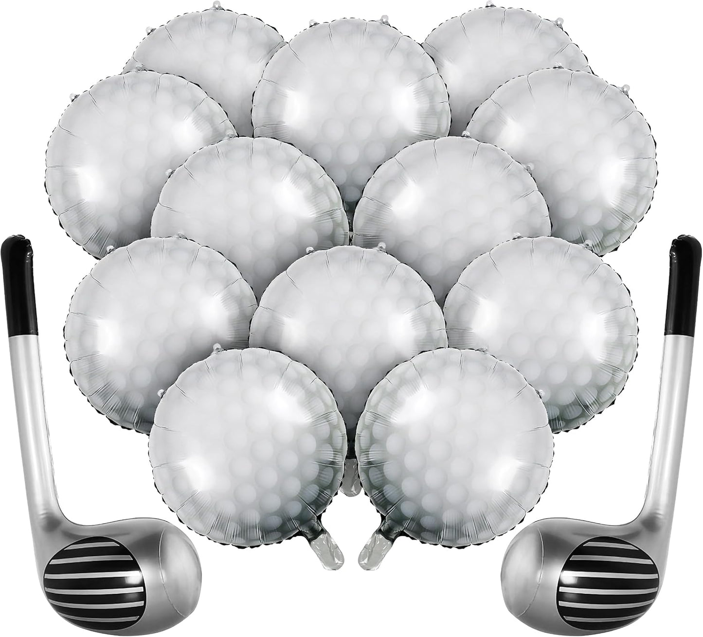 Haoguo 14Pcs Golf Balloons Inflatable Golf Club Golf Birthday Party Decorations 12 Pcs Golf Ball Balloons 2 Pcs Golf Club Balloons for Golf Theme Party Sports Party Supplies