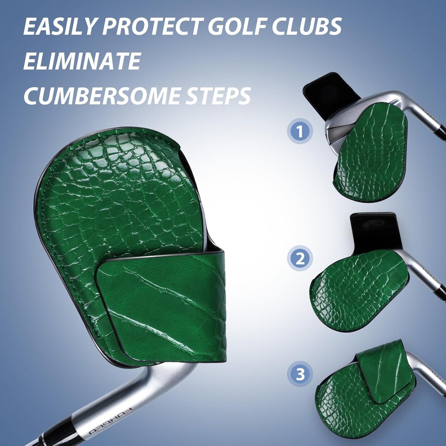 Golf Club Head Covers Set for Irons – Durable Magnetic PU Leather Protection, Universal Fit for Callaway, Ping, Taylormade, Cobra, Titleist & Most Major Brands, 5-Pack