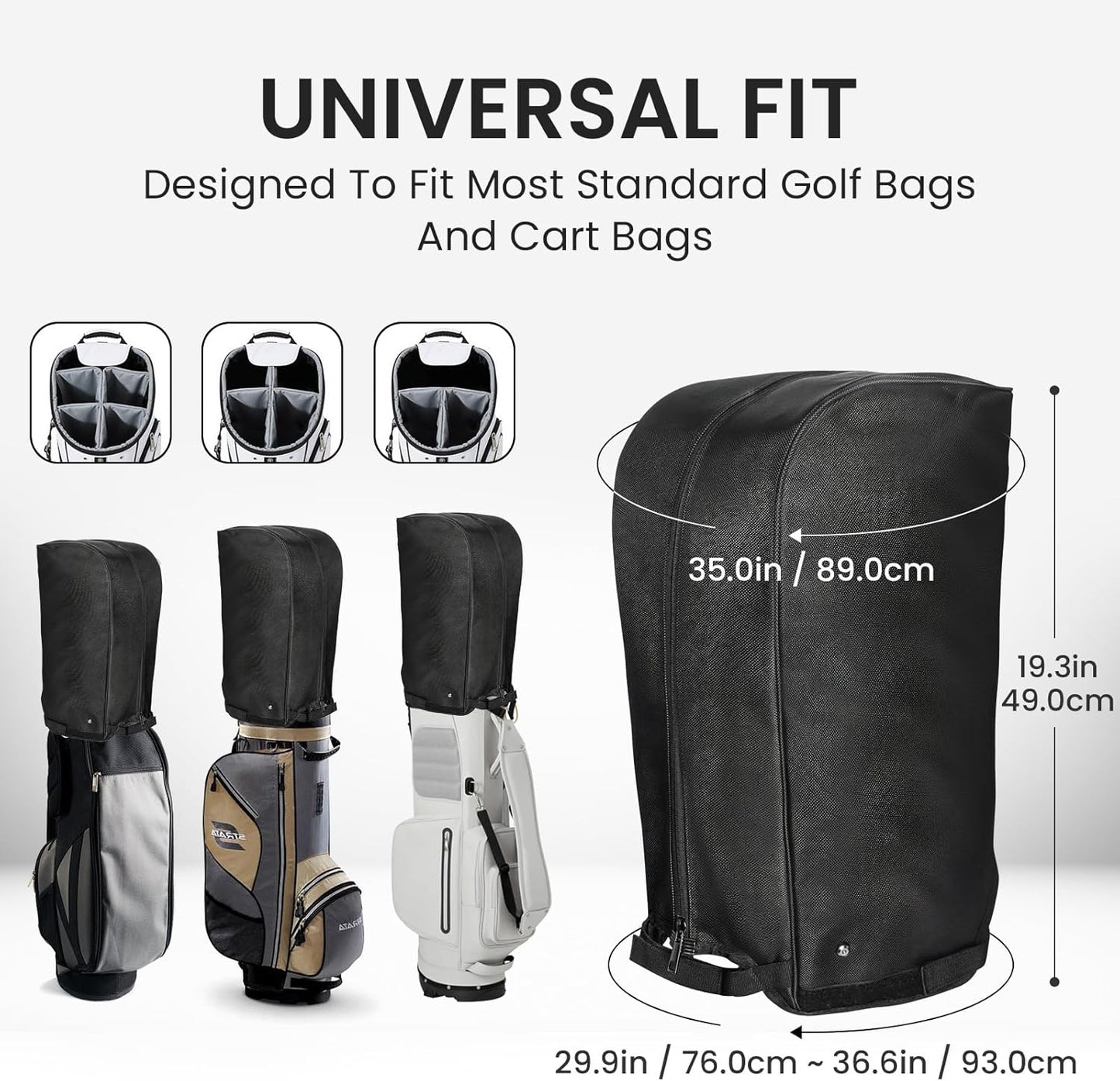 FINGER TEN Golf Bag Rain Cover with Adjustable Hood, Universal Fit Top Cover for Stand & Cart Bags, All-Weather Protection Waterproof Dustproof Protector for Outdoor Use