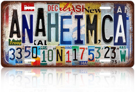 Vintage City Wall Decor Anaheim,Ca License Plate Metal Sign Tin Signs Poster