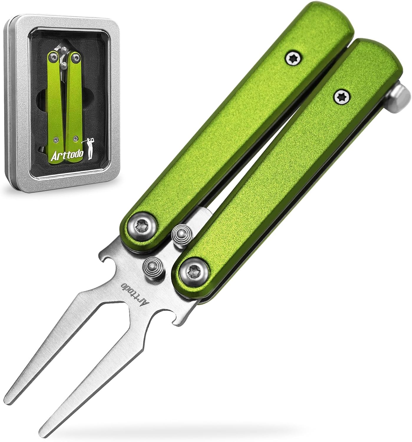 Golf Divot Repair Tool, Stainless Steel Foldable Divot Tool & Golf Divot Tool with Bottle Opener, Golf Accessories for Men and Women