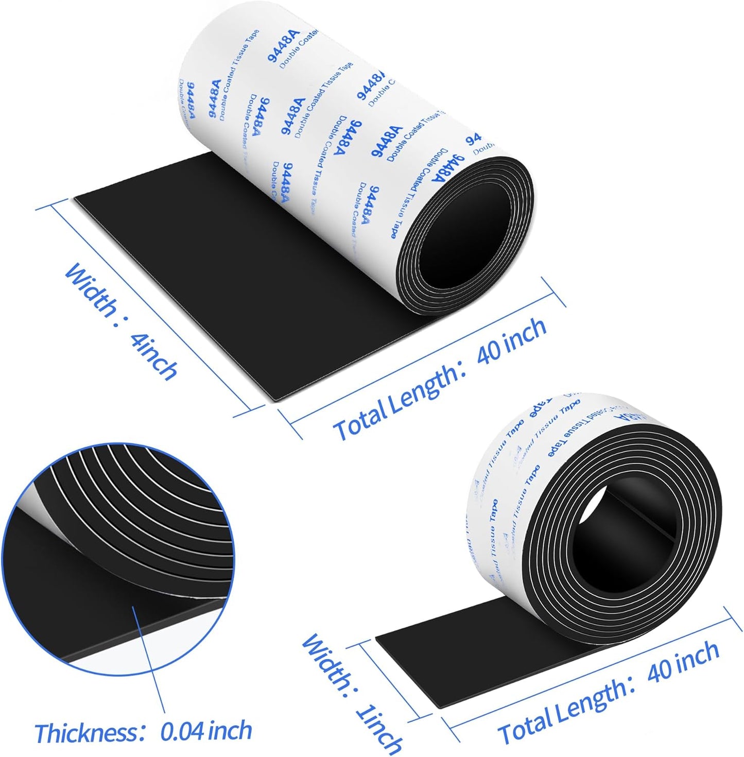 Non Slip Furniture Pads, 2 Rolls Rubber Furniture Pads Non Slip Pad, Anti Skid Pads for Furniture, Adhesive Rubber Tape for Any Furniture and Appliances 4x40 inch+1x40 inch