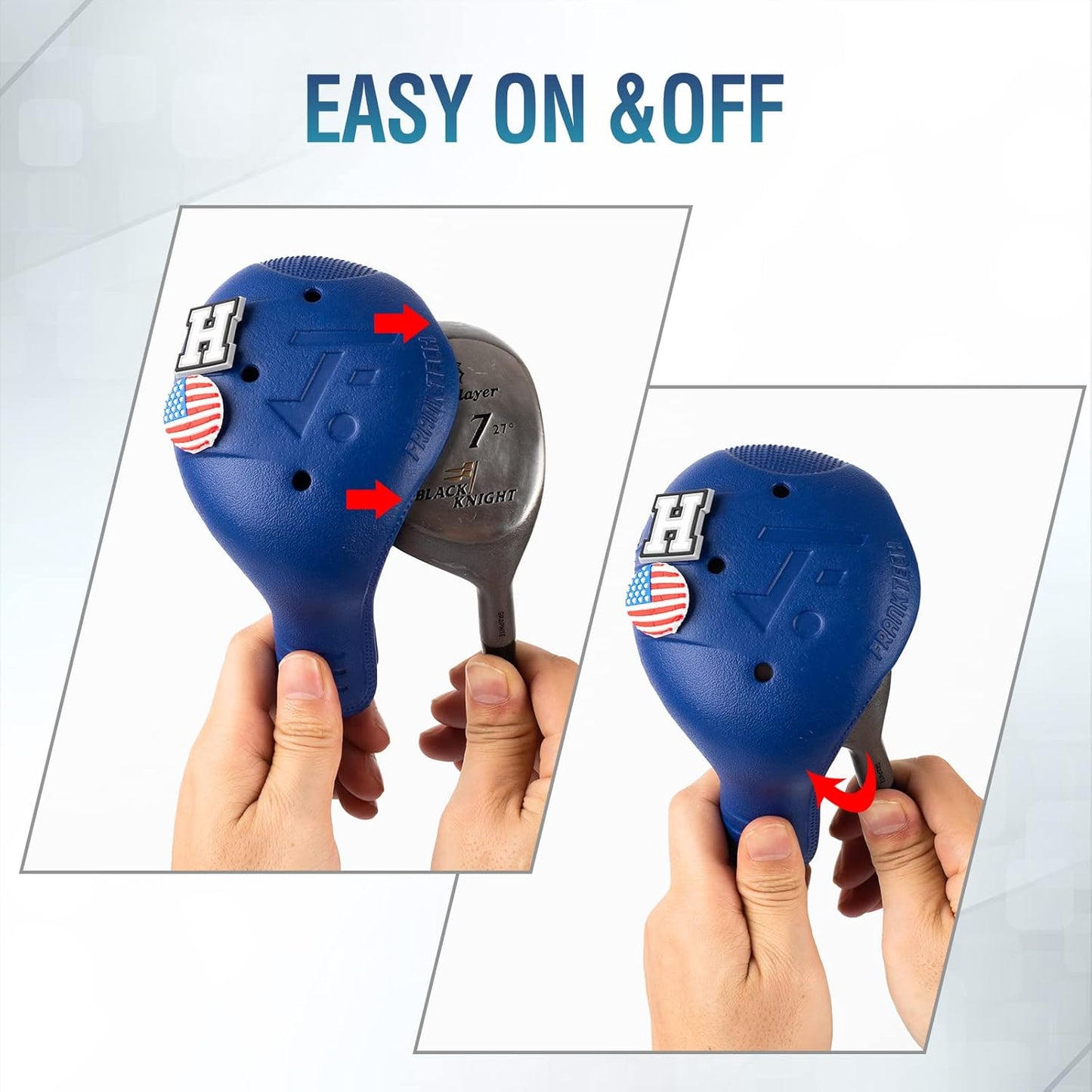 Golf Head Covers, EVA Plastic Golf Club Covers for Driver Fairway Woods Hybrid, Driver Headcover with Pins, Fit All Right-Handed Golf Clubs, Easy On Off, Washable