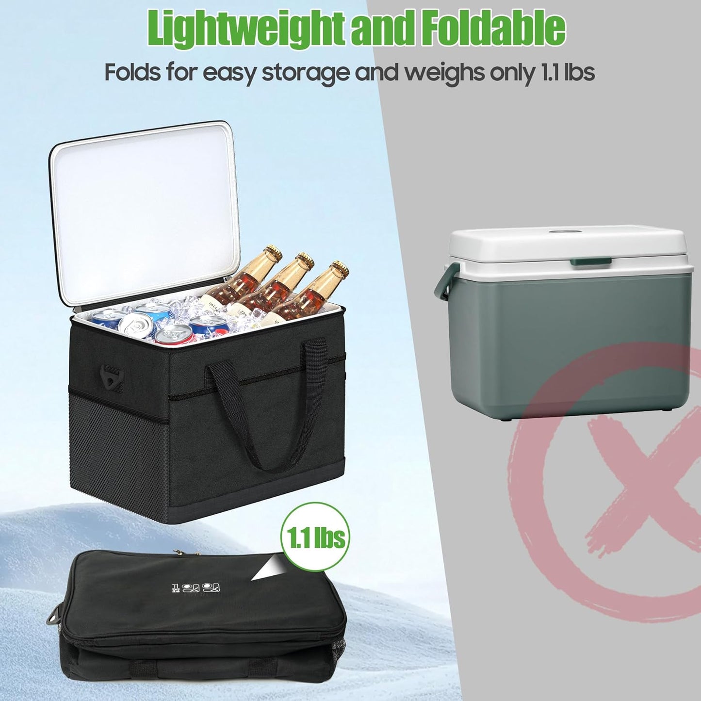 10L0L Golf Cart Ice Bag, 27L Large Capacity Waterproof Oxford Cooler with Multi-Pocket Design, 6-Hour Insulation, Easy Access & Lightweight for Yamaha EZGO Club Car Golf Cart Accessories (Black/Gray)