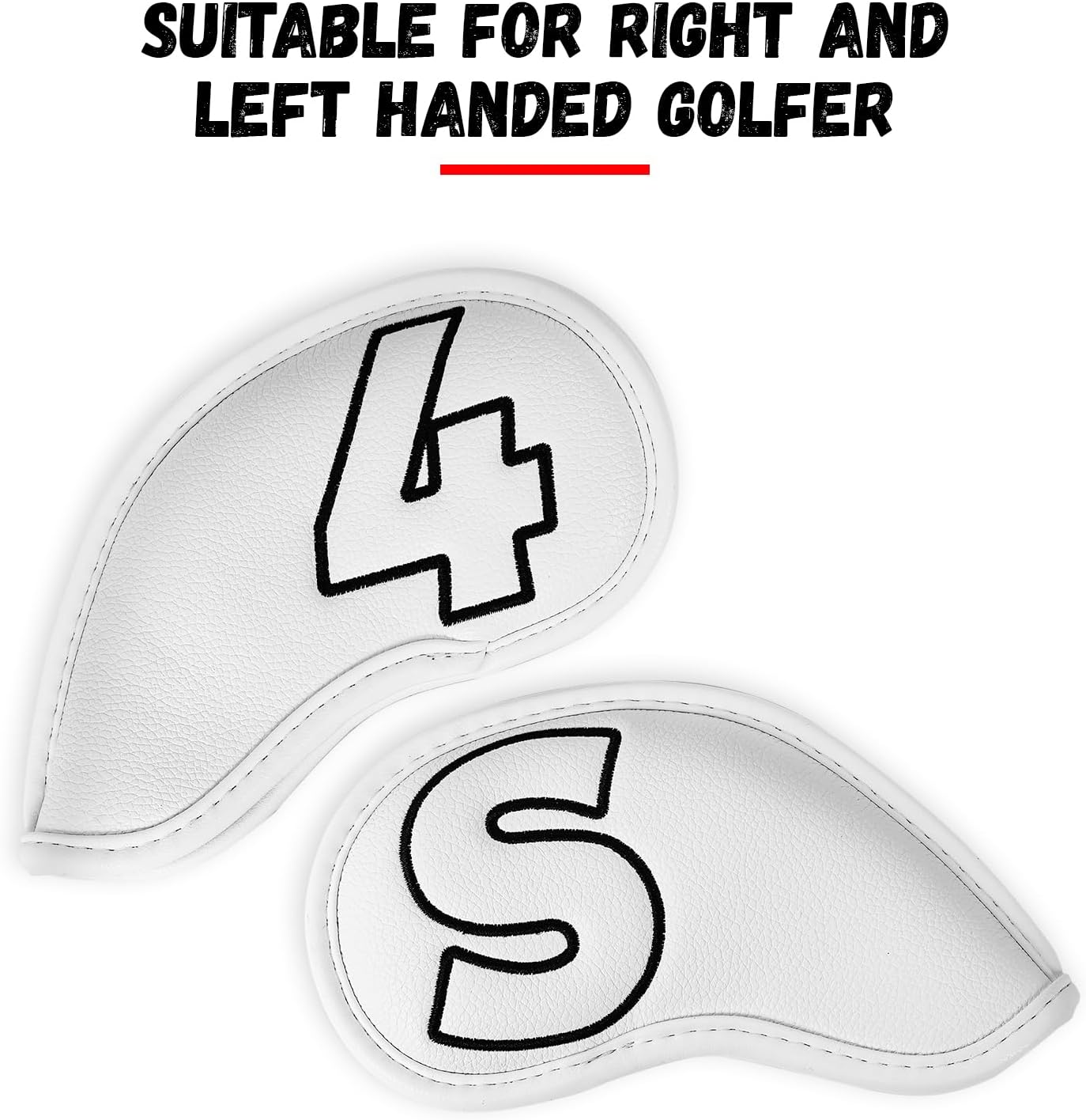 Craftsman Golf 10pcs Red No. on Both Sides Magnetic Closure Classic Black Leather Iron Headcover Covers Set Travel Cases Protector Available Custom with Name