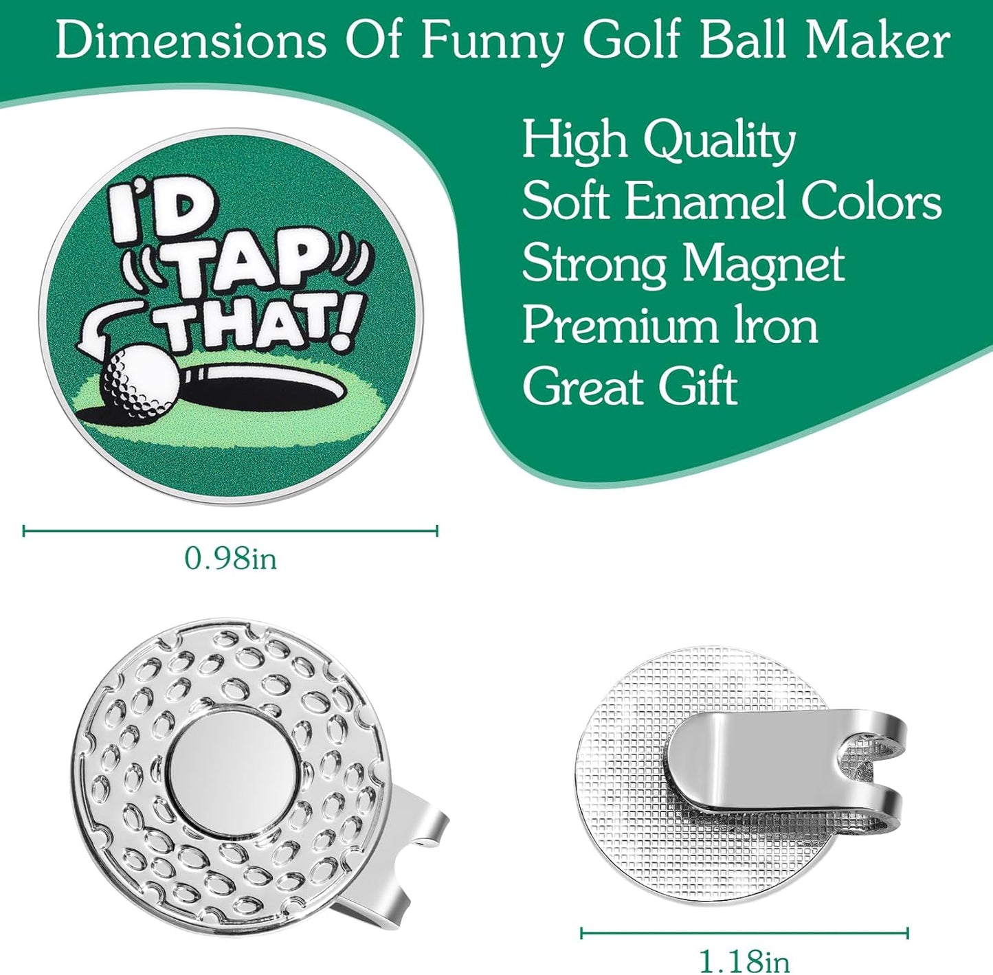 Funny Ball Marker Hat Clip, Magnetic Enamel Golf Ball Markers for Putting Green, Golf Ball Marker with Magnetic Hat Clip, Unique Gift for Golf Lovers