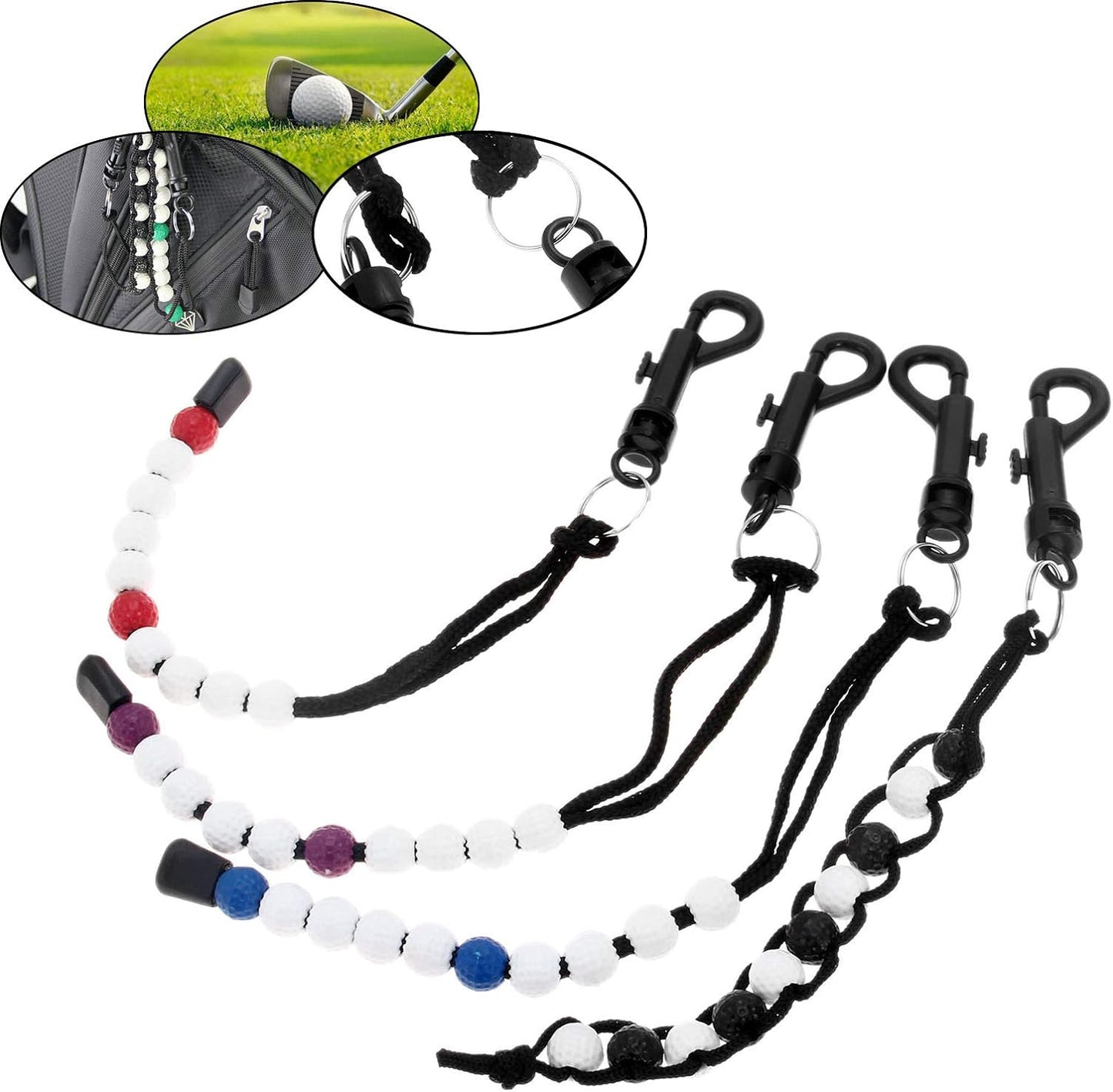 MUXSAM 1 Piece Golf Beads Score Counter with Clip, Golf Stroke Score Count Keeper Putting Score Counter for Referee Caddy Golfer