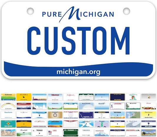 Mini License Plates, Personalized License Plates, Custom for Car, Bikes, ATV, Kids Car, Golf Cart, Jeep, 2x4 Inch, Rust-Free Fade Resistant Aluminum, USA Made by My Sign Center (Michigan)