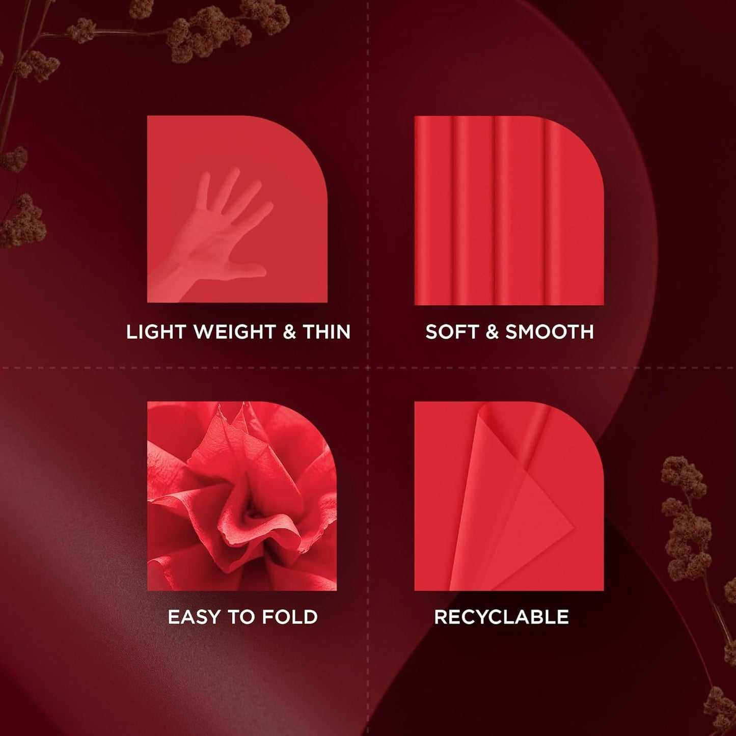 SANZIX 150 Sheets Red Tissue Paper for Gift Bags Bulk 14 x 20 Inch - Red Christmas Wrapping Paper for Romantic Wrap, Christmas Gifts, Valentine’s Day, Bouquet, Party, Holiday & Xmas Decorations