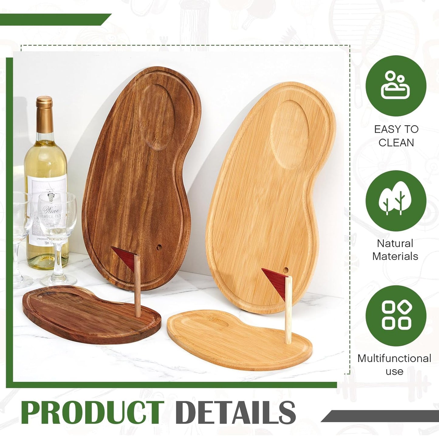 Golf Cheese Board Gift Set Party Favor Prizes Charcuterie Wood Board with Knives and Box Father Day Gift for Dad Grandpa Party Tournament Game(Acacia Wood,Golf)