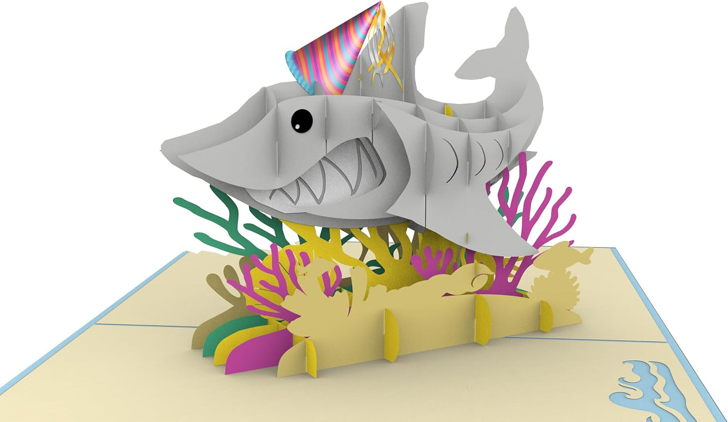 iGifts And Cards Ocean Adventure Shark 3D Pop Up Birthday Card, 6"x8", With Envelope and Notecard, Unique Gift for Kids, Teens, Beach Lovers, and Aquatic-Themed Celebrations
