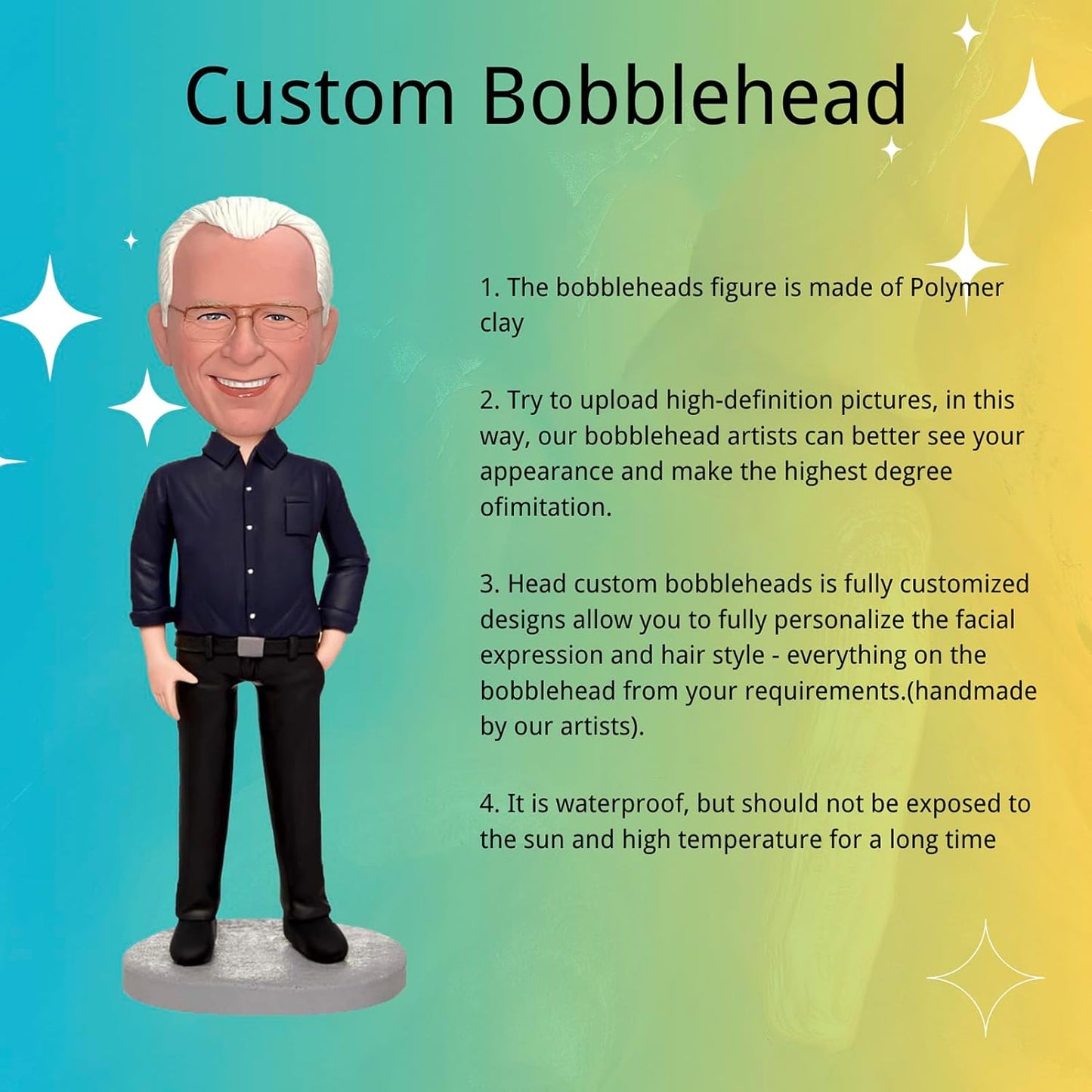 Stylishbobblehead Customized Bobblehead Dolls, Golf Handmade Personalized Sculpture Gifts for Men, Boyfriends, Husbands, Office Colleagues or Bosses