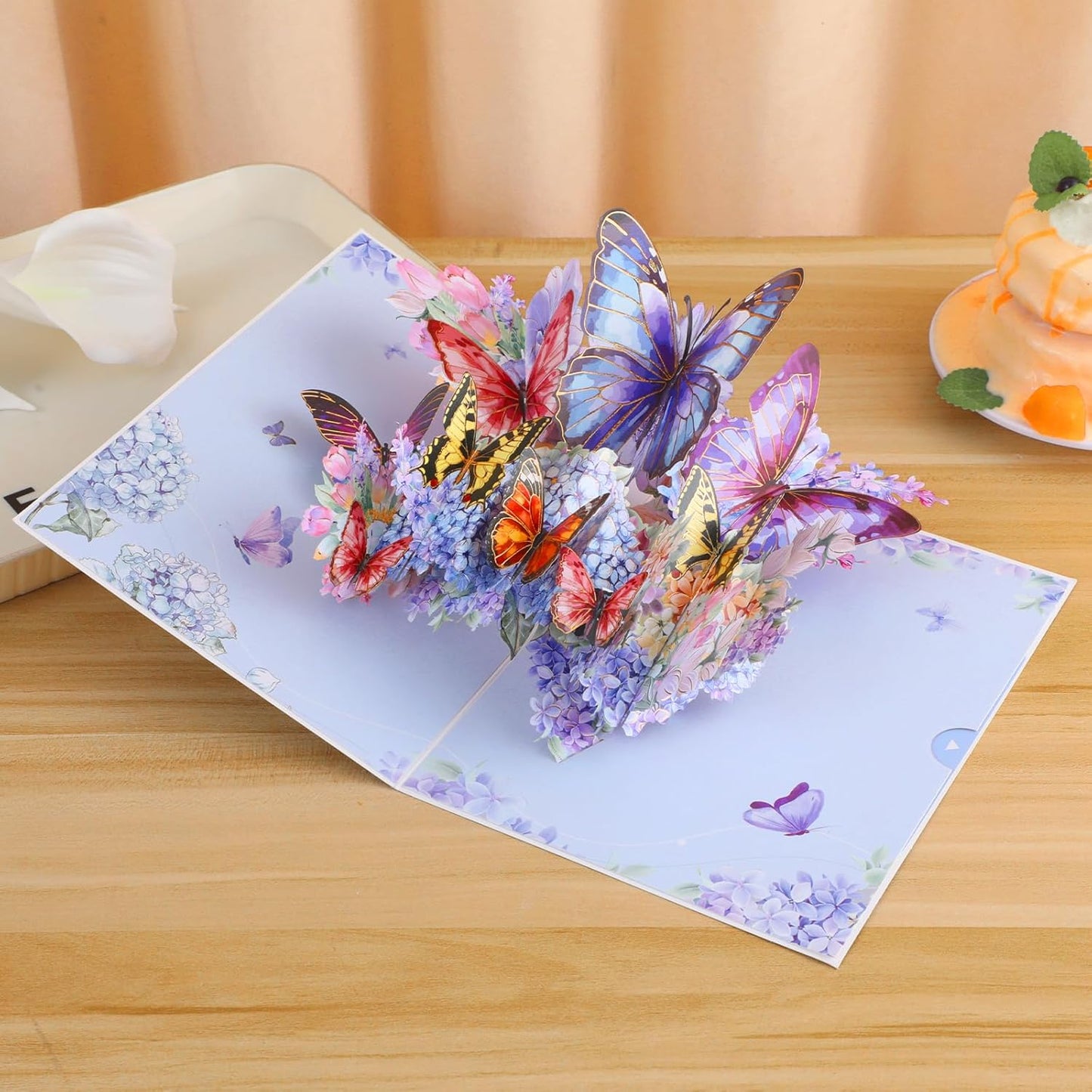 Elegant Blue Butterfly Dimensional Pop Up Birthday card. A beautiful gift for women who love butterflies for Mother's Day, Thanksgiving, Women's Day, Wedding Anniversary,with envelope.
