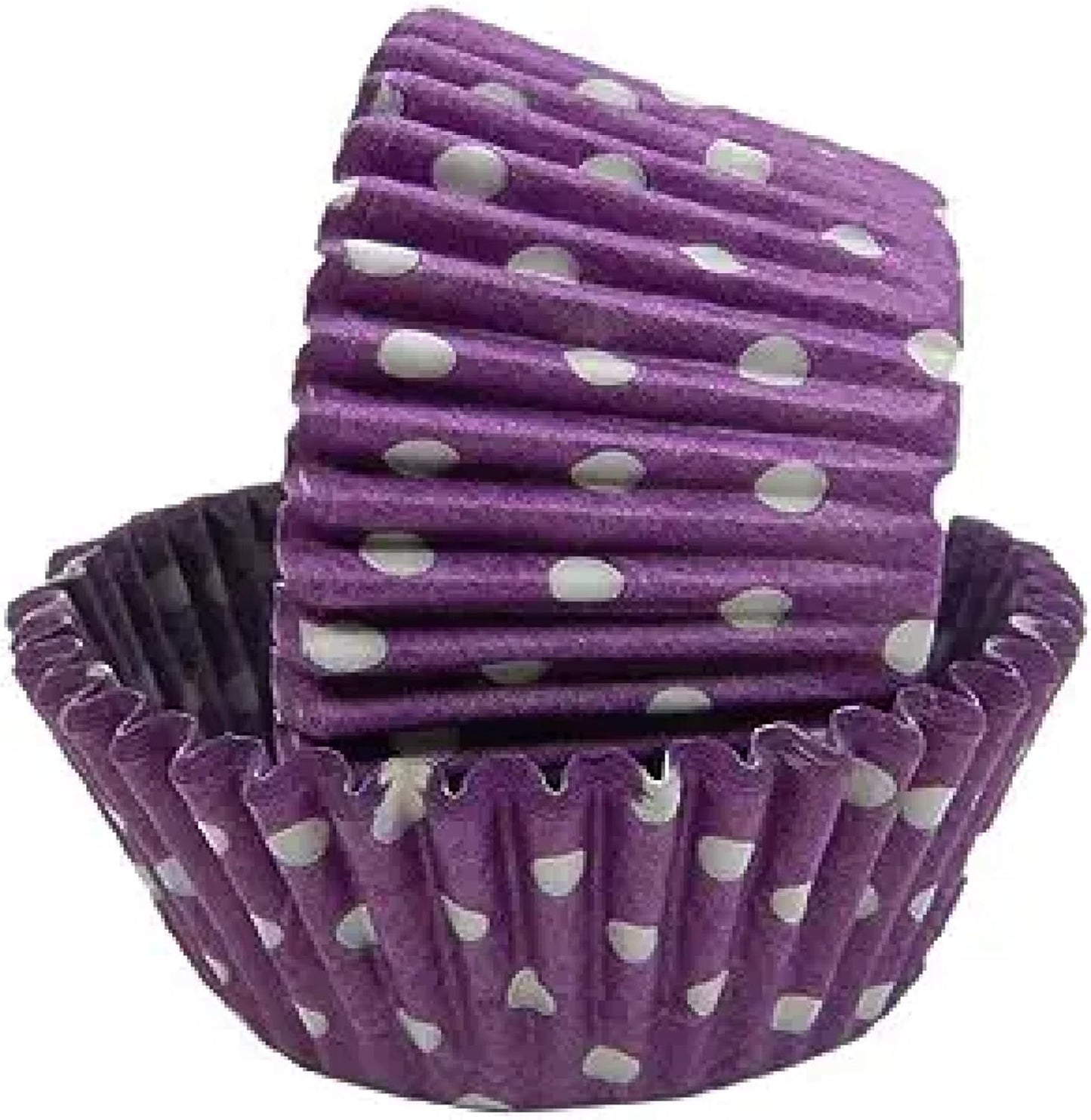 Regency Wraps Greaseproof Professional Grade Baking Cups, Pack of 40, Standard Liners, Purple Polka Dot, for Cupcakes, Muffins, Candy, Non Stick