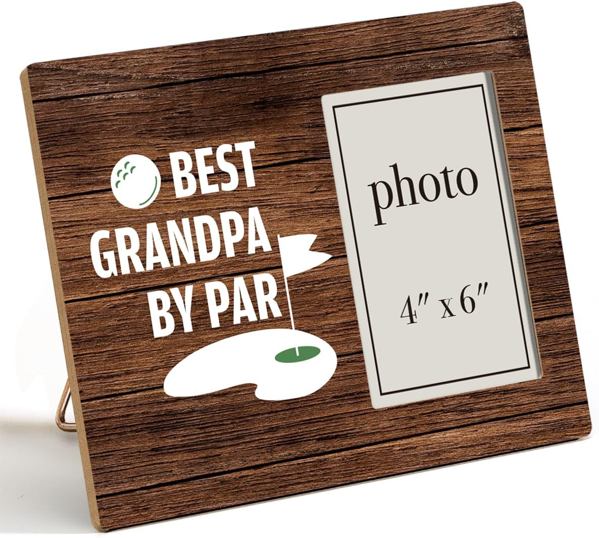 Oqtumes Golf Gifts for Men Grandpa Picture Frame, Golfing Gifts for Papa Grandfather, Rustic Best Grandpa By Par Wood Picture Frame 8 x 10 Inches, Wall Mount and Tabletop - 4 x 6 Inch Photo