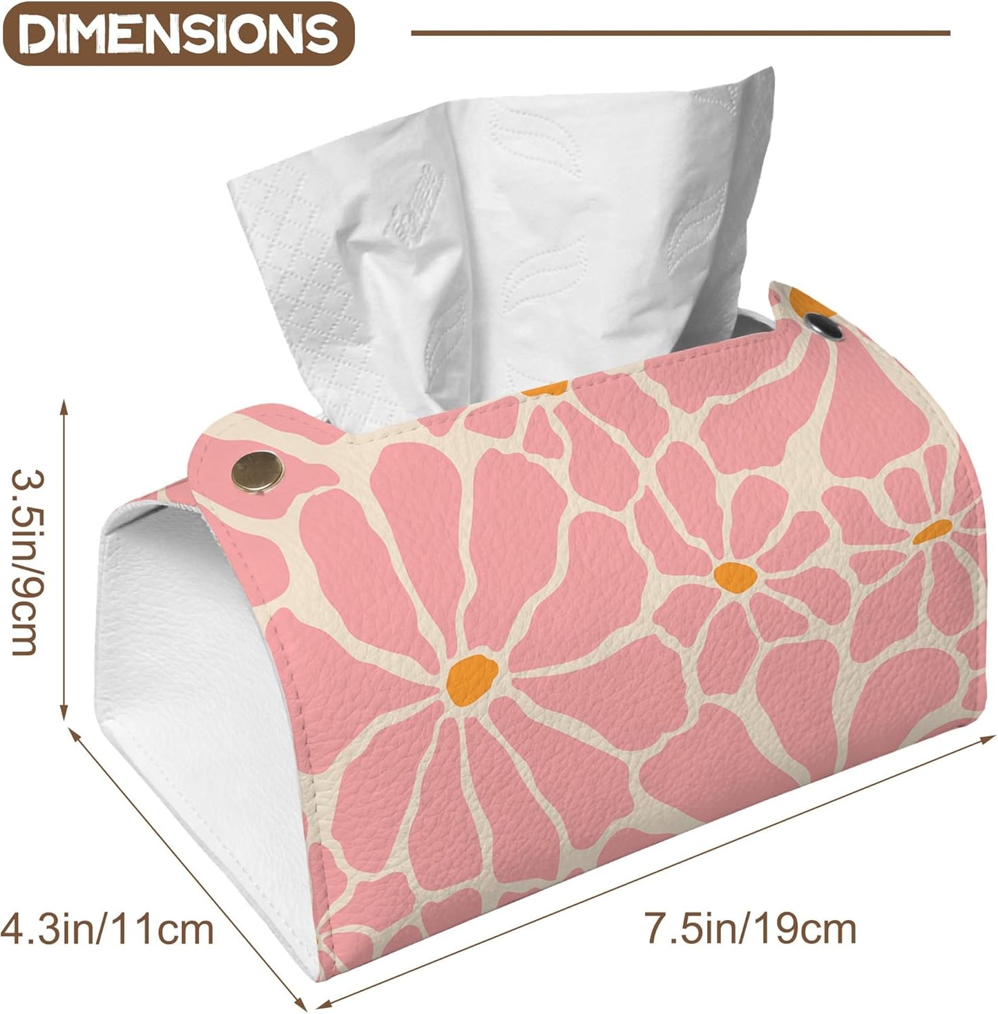 Pink Retro Groovy Flower Tissue Box Cover Holder – Rectangular Tissue Organizer, Decorative Napkin Box Case for Home, Office & Car