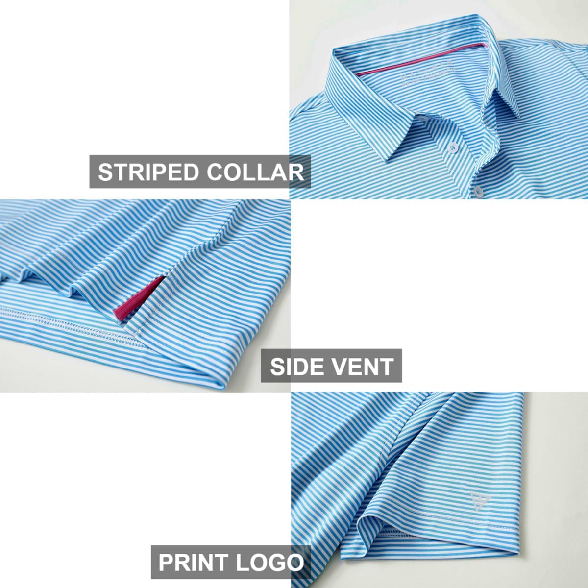 Golf Shirts for Men Dry Fit Short Sleeve Print Performance Moisture Wicking Polo Shirt