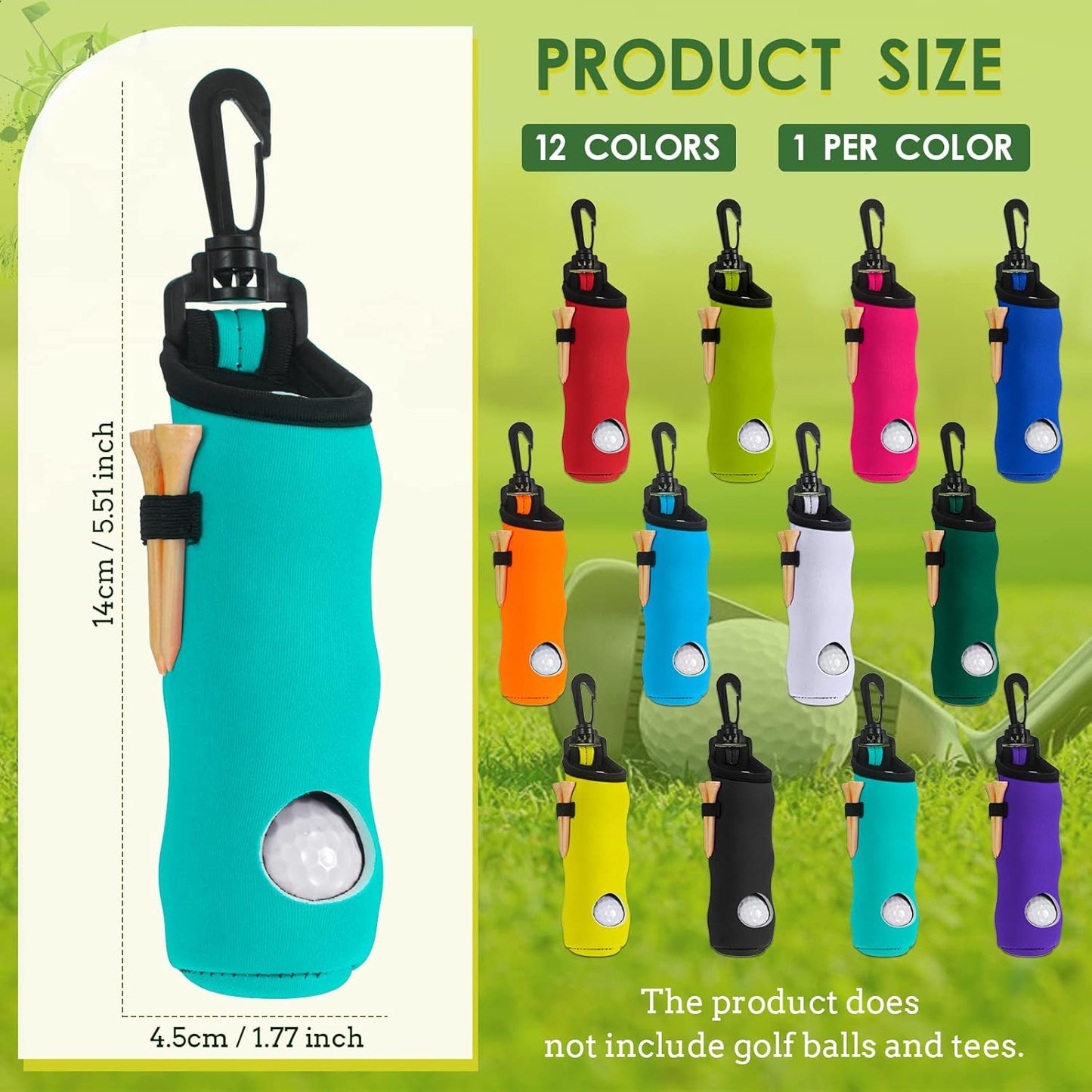 WILLBOND 12 Pcs Golf Ball Tee Holder Neoprene Pouch Golf Ball Carry Bag Multicolor Portable Accessories for Man Woman