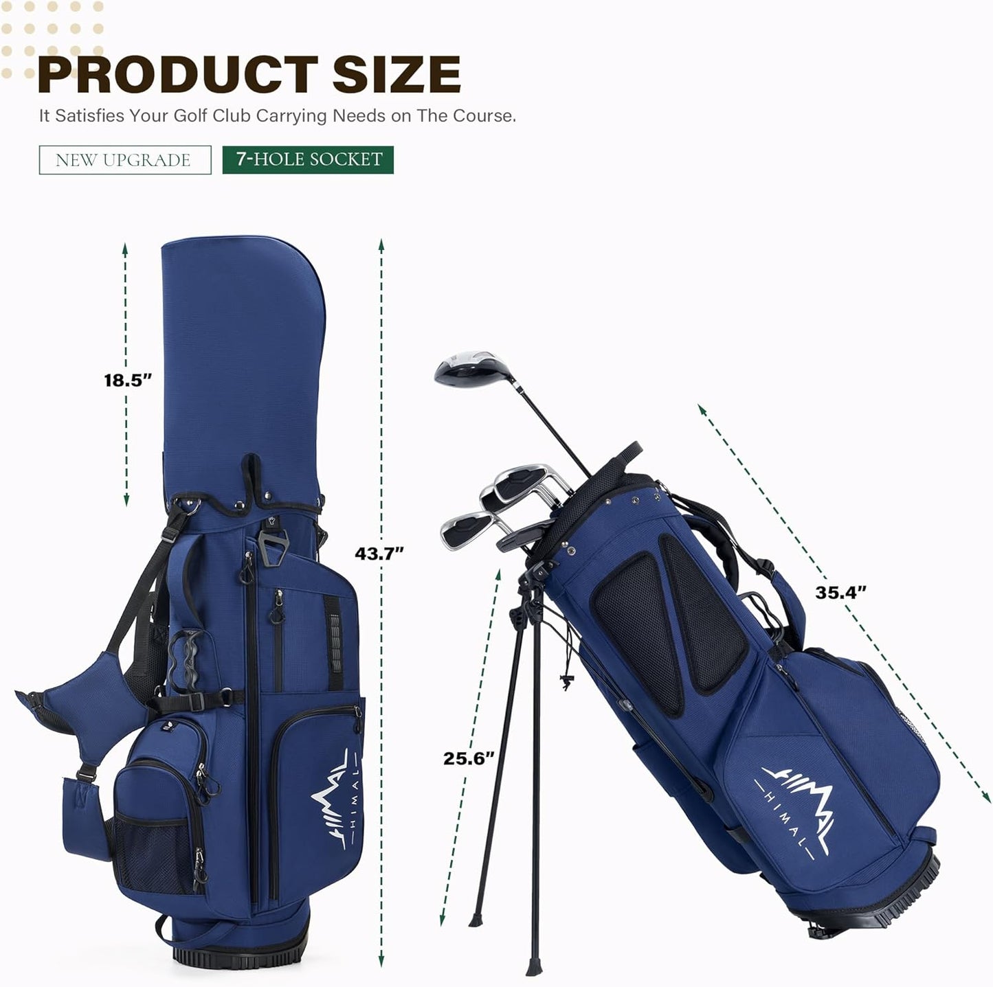 Golf Stand Bag with 7 Way Top Dividers, Lightweight Golf Bags for Men Women with Multiple Pockets, Dual Straps