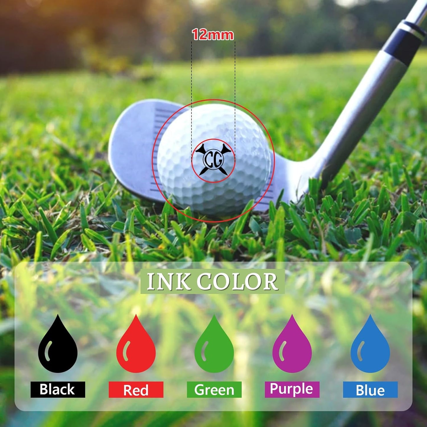 Custom Golf Ball Stamp Marker, Waterproof Golf Ball Marking Gift for Golf Lover Men & Dad Husband, Golf Ball Personalized Stamp with Monogram Logo Design, Golf Balls Stamp