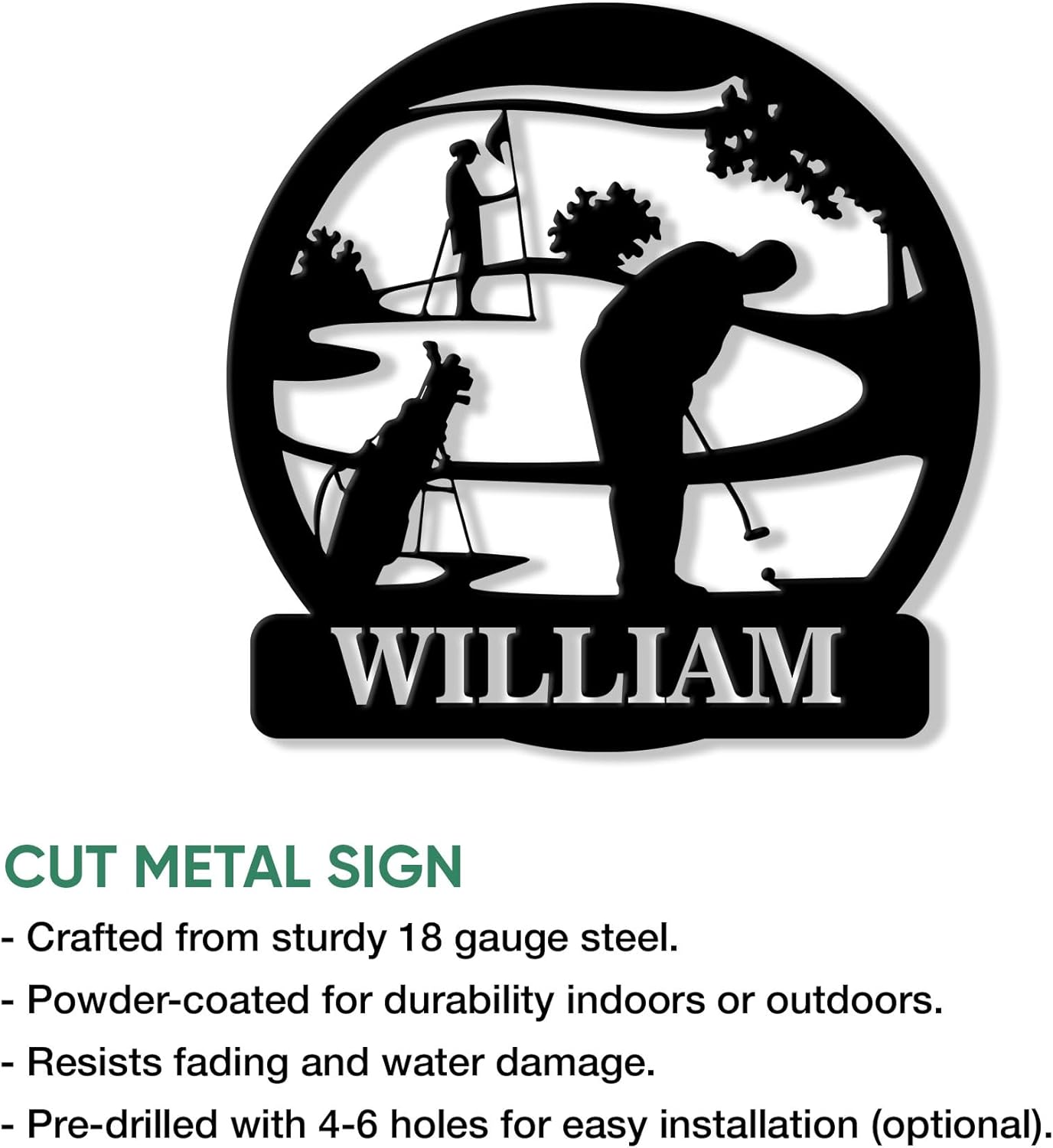 Personalized Golf Metal Sign, Golfer Hanging Sign Outdoor Porch Welcome, Custom Name Wall Fence Yard Patio Home Office Decor Gift for Dad, Husband, Son by OhaPrints