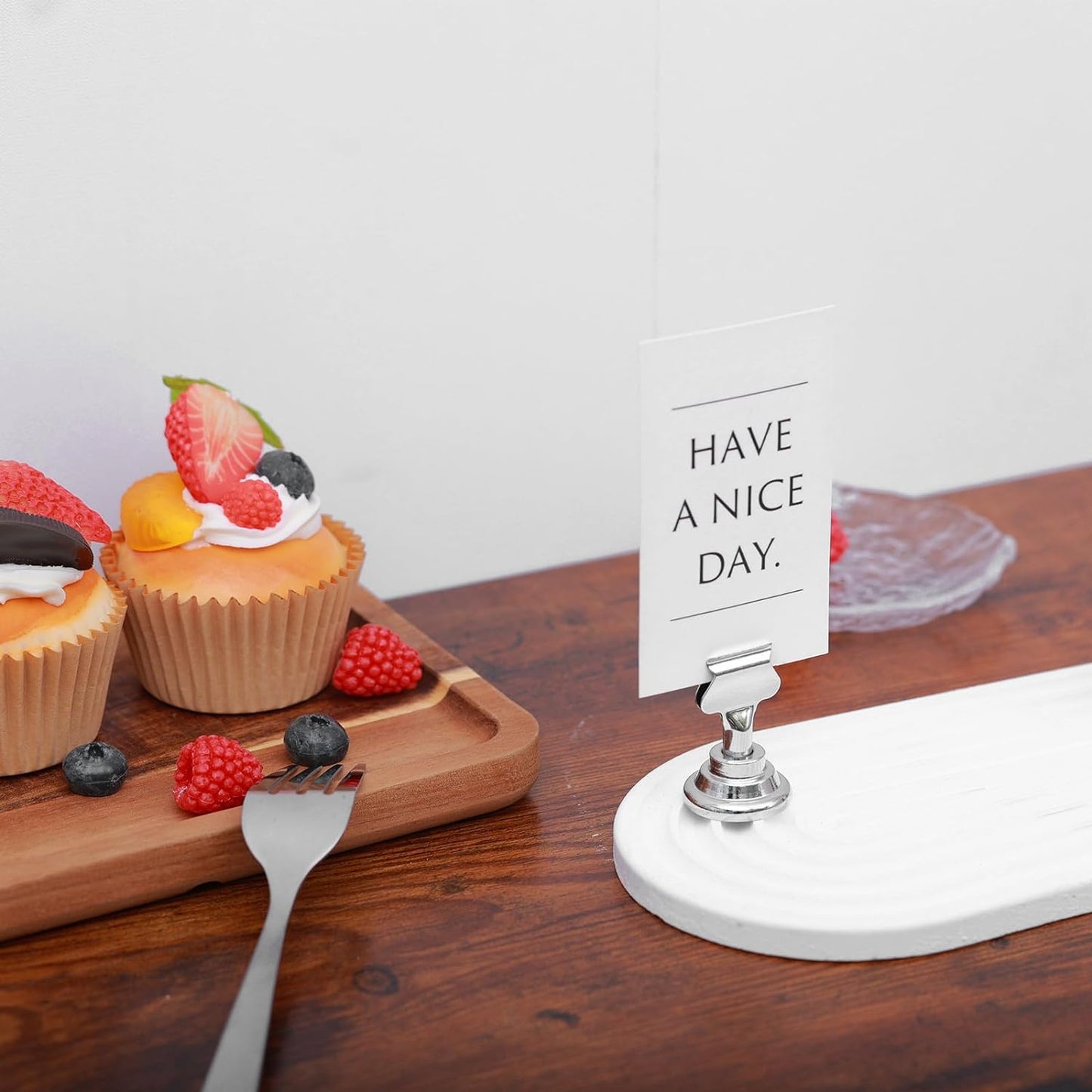 Urban Deco 16PK Table Number Holders Place Card Holders 1.7 Inch Table Card Holders Steel Card Holders for Photos, Food Signs, Memo Notes, Weddings, Restaurants, Birthdays(Silver)