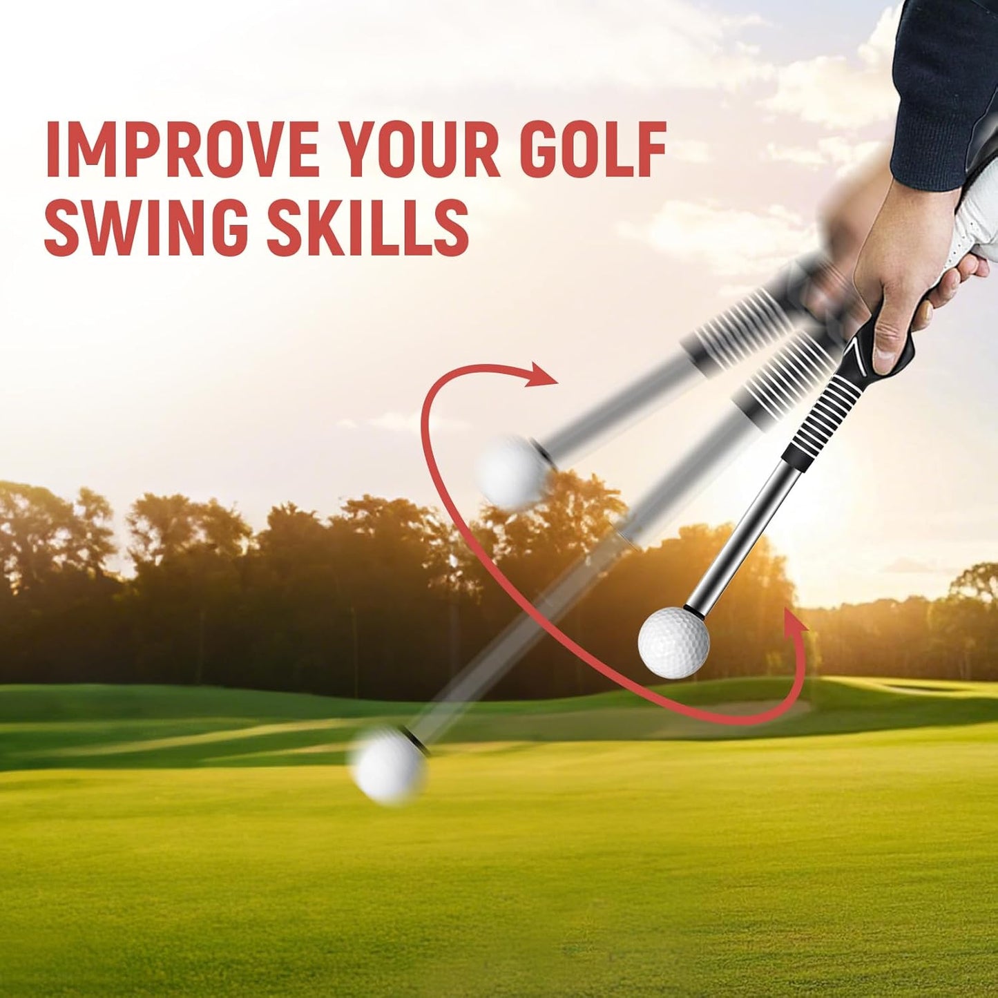 Retractable Golf Swing Trainer, Golf Grip Trainer, Golf Training Aid for Warm-Up, Golf Swing Training Aid, Grip Trainer Golf Club, Strength & Tempo Training for Chipping Hitting